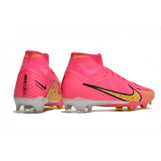 Nike Air Zoom Mercurial Superfly IX Elite FG High-top Pink Yellow Women And Men Soccer Cleats 