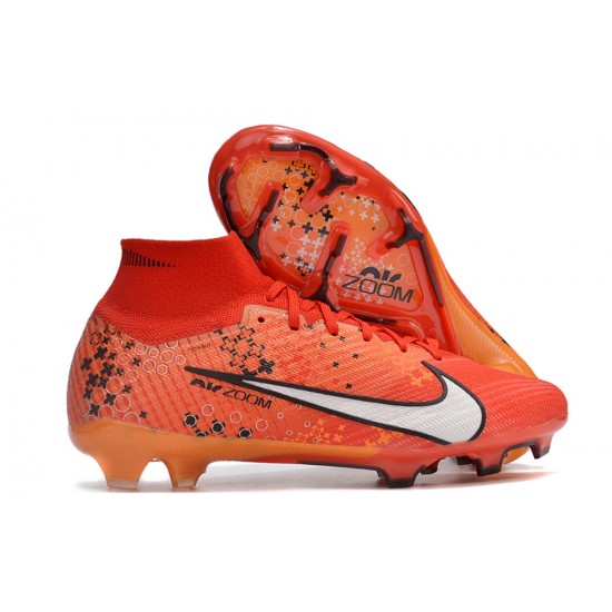 Nike Air Zoom Mercurial Superfly IX Elite FG High-top Red Orange Women And Men Soccer Cleats 