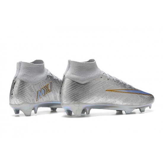 Nike Air Zoom Mercurial Superfly IX Elite FG High-top Sliver Women And Men Soccer Cleats 