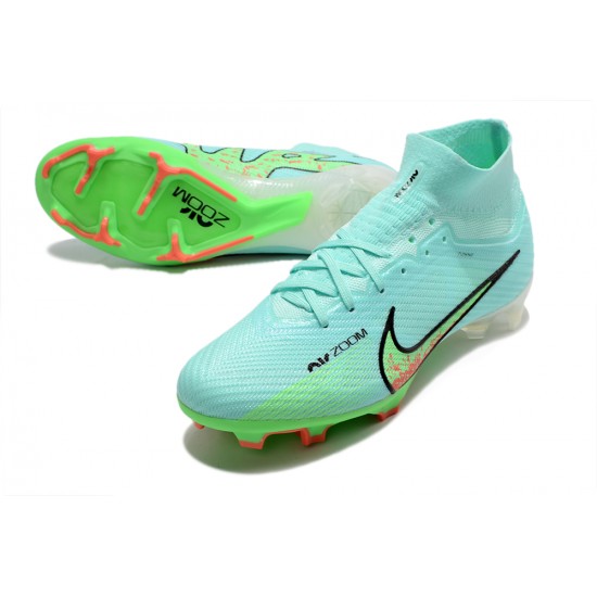 Nike Air Zoom Mercurial Superfly IX Elite FG High-top Turqoise Green Women And Men Soccer Cleats 