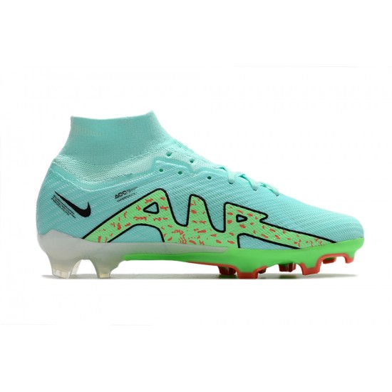 Nike Air Zoom Mercurial Superfly IX Elite FG High-top Turqoise Green Women And Men Soccer Cleats