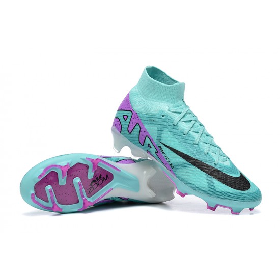 Nike Air Zoom Mercurial Superfly IX Elite FG High-top Turqoise Purple Women And Men Soccer Cleats 