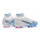 Nike Air Zoom Mercurial Superfly IX Elite FG High-top White Blue Men Soccer Cleats 