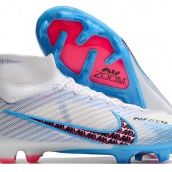 Nike Air Zoom Mercurial Superfly IX Elite FG High-top White Blue Pink Women And Men Soccer Cleats 