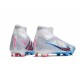 Nike Air Zoom Mercurial Superfly IX Elite FG High-top White Blue Pink Women And Men Soccer Cleats