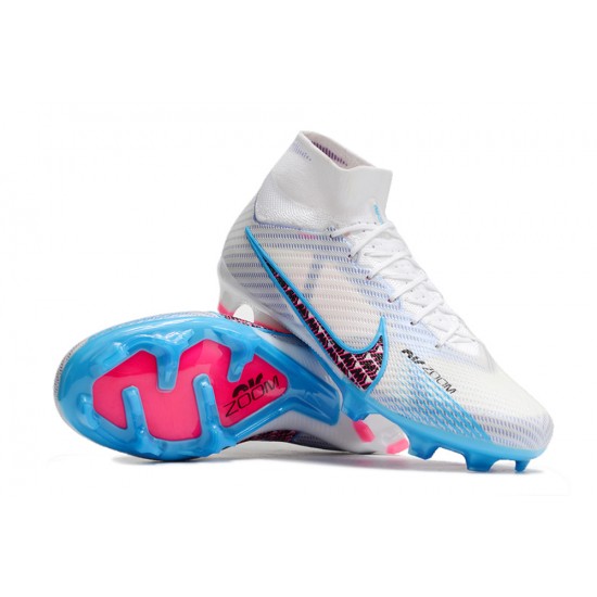 Nike Air Zoom Mercurial Superfly IX Elite FG High-top White Blue Pink Women And Men Soccer Cleats