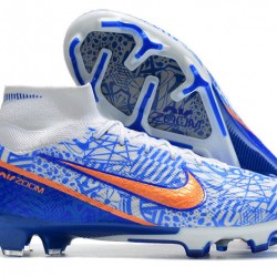 Nike Air Zoom Mercurial Superfly IX Elite FG High-top White Blue Women And Men Soccer Cleats 