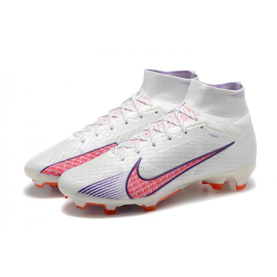 Nike Air Zoom Mercurial Superfly IX Elite FG High-top White Mauve Women And Men Soccer Cleats 