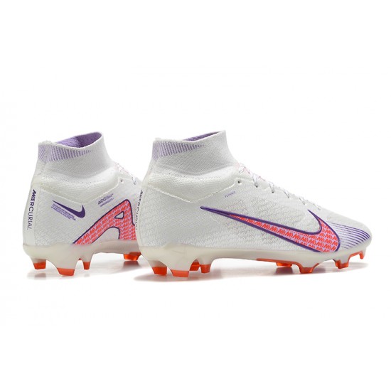 Nike Air Zoom Mercurial Superfly IX Elite FG High-top White Mauve Women And Men Soccer Cleats