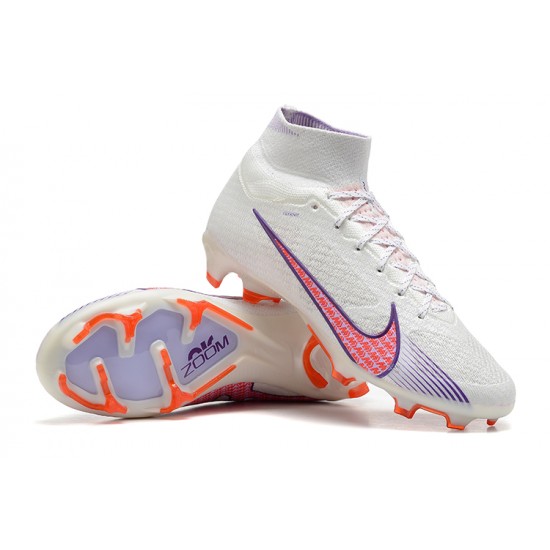 Nike Air Zoom Mercurial Superfly IX Elite FG High-top White Mauve Women And Men Soccer Cleats