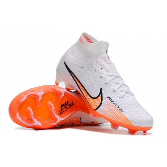 Nike Air Zoom Mercurial Superfly IX Elite FG High-top White Orange Women And Men Soccer Cleats