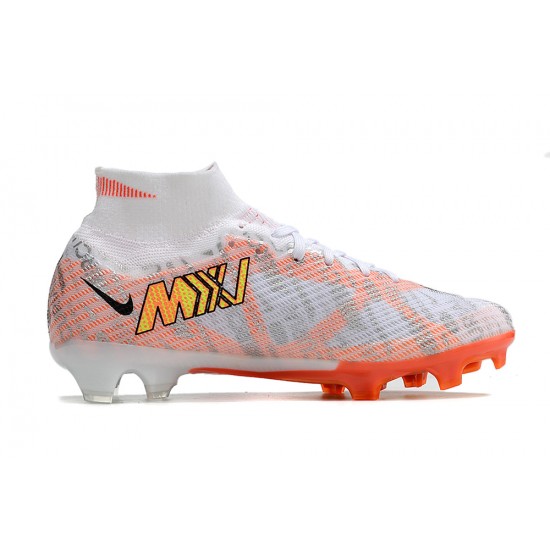 Nike Air Zoom Mercurial Superfly IX Elite FG High-top White Orange Yellow Women And Men Soccer Cleats