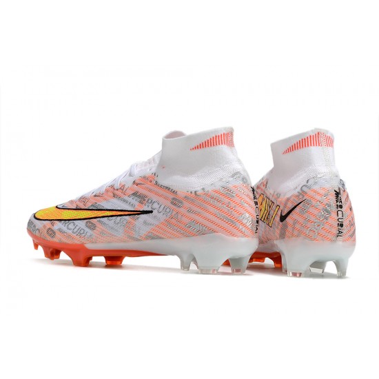 Nike Air Zoom Mercurial Superfly IX Elite FG High-top White Orange Yellow Women And Men Soccer Cleats 