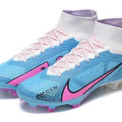 Nike Air Zoom Mercurial Superfly IX Elite FG High-top White Pink Blue Men Soccer Cleats 