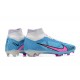 Nike Air Zoom Mercurial Superfly IX Elite FG High-top White Pink Blue Men Soccer Cleats