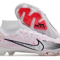 Nike Air Zoom Mercurial Superfly IX Elite FG High-top White Pink Women And Men Soccer Cleats 