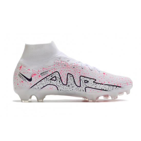 Nike Air Zoom Mercurial Superfly IX Elite FG High-top White Pink Women And Men Soccer Cleats