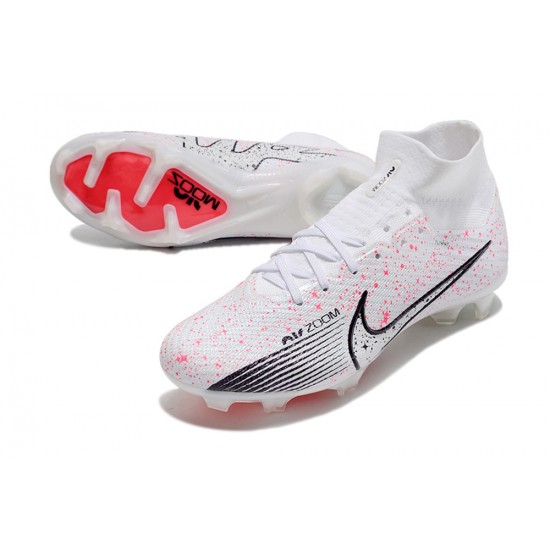 Nike Air Zoom Mercurial Superfly IX Elite FG High-top White Pink Women And Men Soccer Cleats 