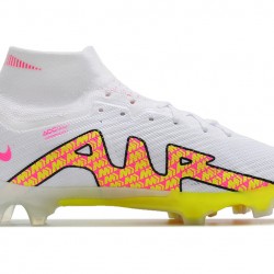 Nike Air Zoom Mercurial Superfly IX Elite FG High-top White Pink Yellow Women And Men Soccer Cleats 