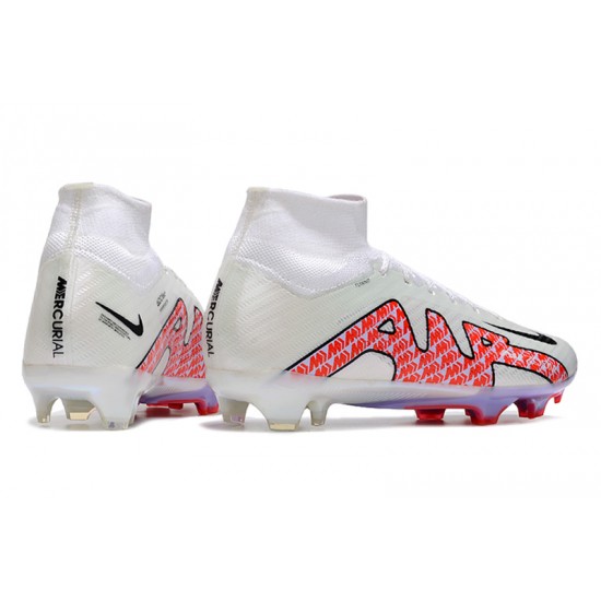 Nike Air Zoom Mercurial Superfly IX Elite FG High-top White Purple Pink Women And Men Soccer Cleats