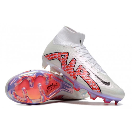 Nike Air Zoom Mercurial Superfly IX Elite FG High-top White Purple Pink Women And Men Soccer Cleats