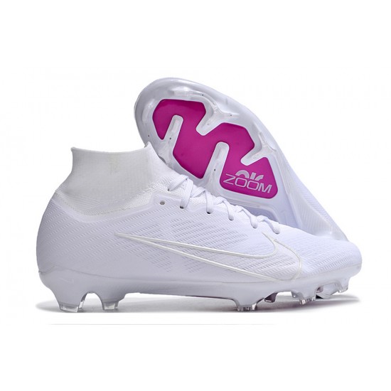 Nike Air Zoom Mercurial Superfly IX Elite FG High-top White Purple Women And Men Soccer Cleats