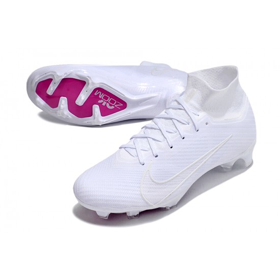 Nike Air Zoom Mercurial Superfly IX Elite FG High-top White Purple Women And Men Soccer Cleats