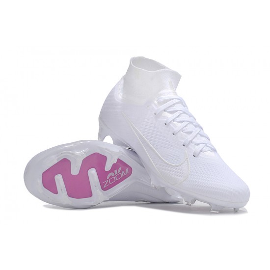 Nike Air Zoom Mercurial Superfly IX Elite FG High-top White Purple Women And Men Soccer Cleats 