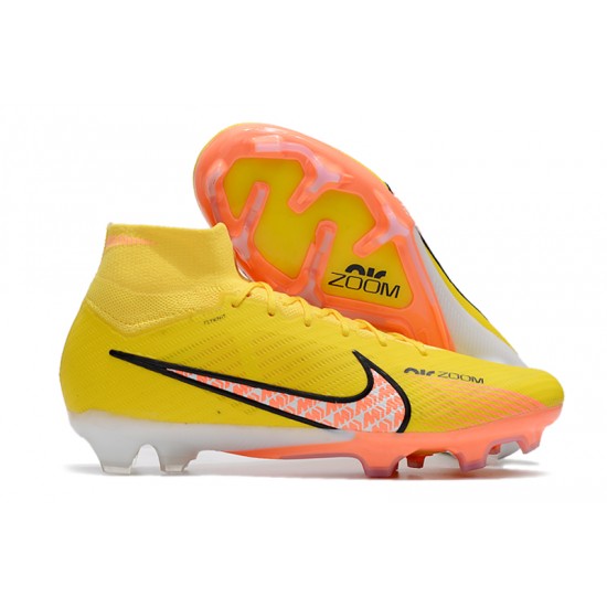 Nike Air Zoom Mercurial Superfly IX Elite FG High-top Yellow Orange Women And Men Soccer Cleats