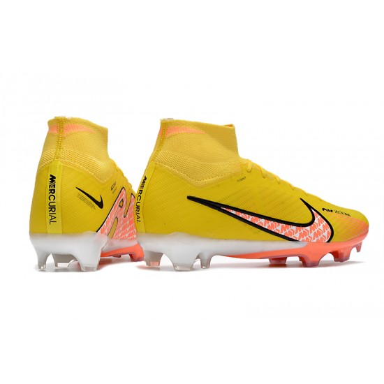 Nike Air Zoom Mercurial Superfly IX Elite FG High-top Yellow Orange Women And Men Soccer Cleats