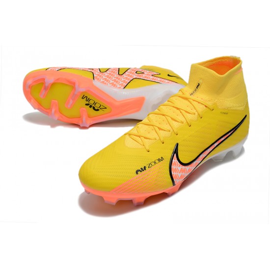 Nike Air Zoom Mercurial Superfly IX Elite FG High-top Yellow Orange Women And Men Soccer Cleats