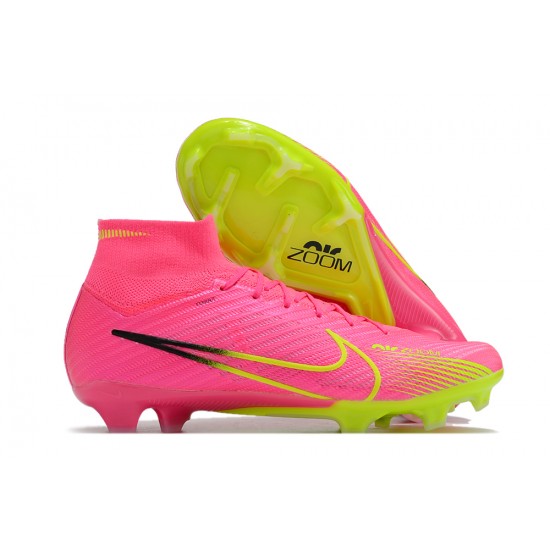 Nike Air Zoom Mercurial Superfly IX Elite FG High-top Yellow Pink Women And Men Soccer Cleats 