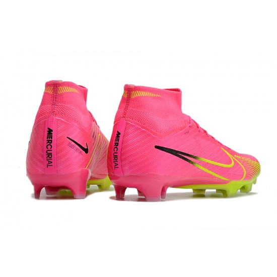 Nike Air Zoom Mercurial Superfly IX Elite FG High-top Yellow Pink Women And Men Soccer Cleats 