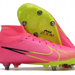 Nike Air Zoom Mercurial Superfly IX Elite SG High-top Pink Green Men Soccer Cleats 