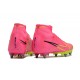 Nike Air Zoom Mercurial Superfly IX Elite SG High-top Pink Green Men Soccer Cleats