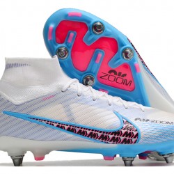 Nike Air Zoom Mercurial Superfly IX Elite SG High-top White Blue Pink Men Soccer Cleats 