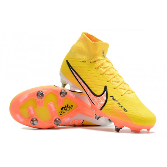 Nike Air Zoom Mercurial Superfly IX Elite SG High-top Yellow Men Soccer Cleats