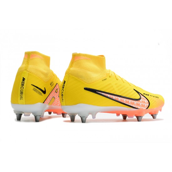 Nike Air Zoom Mercurial Superfly IX Elite SG High-top Yellow Men Soccer Cleats