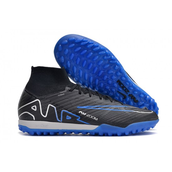 Nike Air Zoom Mercurial Superfly IX Elite TF High-top Black Dark Blue Women And Men Soccer Cleats