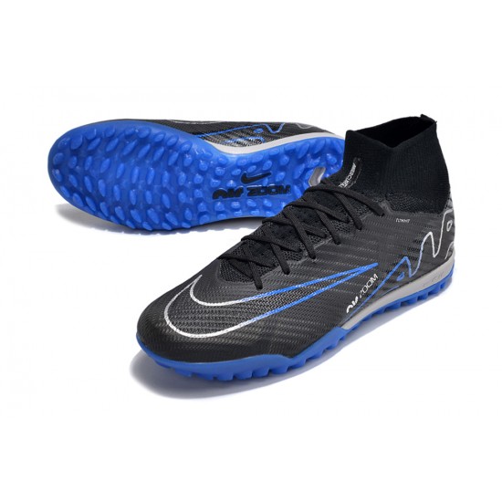 Nike Air Zoom Mercurial Superfly IX Elite TF High-top Black Dark Blue Women And Men Soccer Cleats 