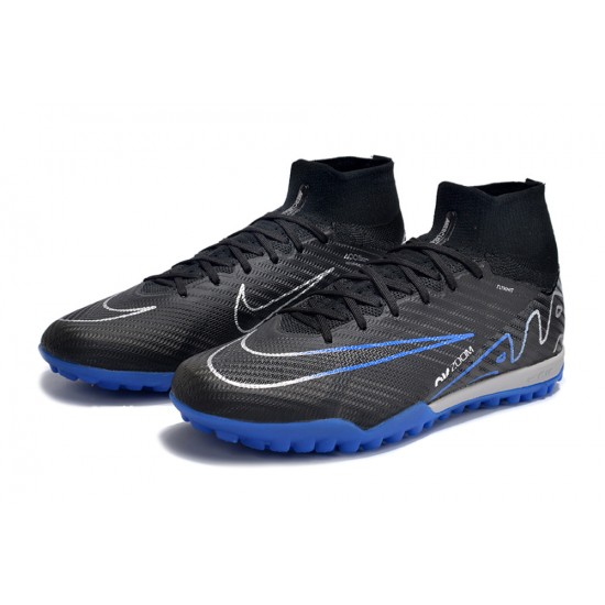 Nike Air Zoom Mercurial Superfly IX Elite TF High-top Black Dark Blue Women And Men Soccer Cleats 