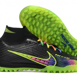 Nike Air Zoom Mercurial Superfly IX Elite TF High-top Black Green Women And Men Soccer Cleats 
