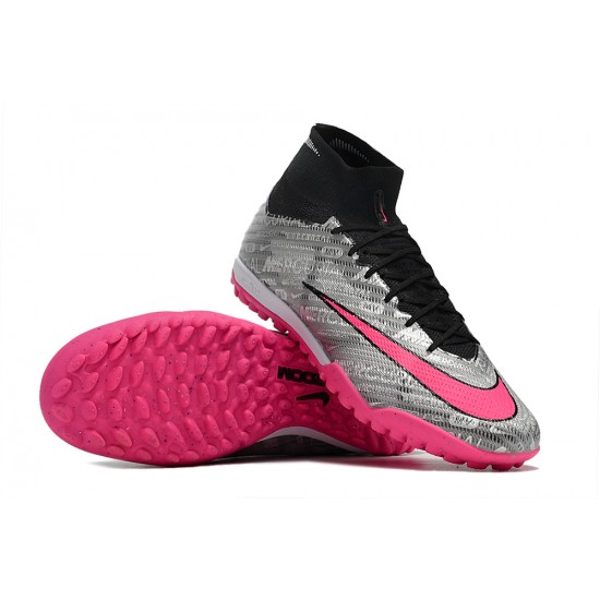 Nike Air Zoom Mercurial Superfly IX Elite TF High-top Black Grey Pink Women And Men Soccer Cleats