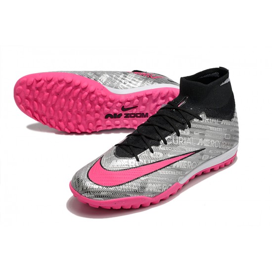 Nike Air Zoom Mercurial Superfly IX Elite TF High-top Black Grey Pink Women And Men Soccer Cleats 