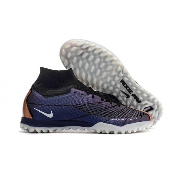 Nike Air Zoom Mercurial Superfly IX Elite TF High-top Black Purple Women And Men Soccer Cleats