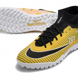 Nike Air Zoom Mercurial Superfly IX Elite TF High-top Black Yellow Women And Men Soccer Cleats 