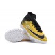 Nike Air Zoom Mercurial Superfly IX Elite TF High-top Black Yellow Women And Men Soccer Cleats