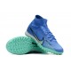 Nike Air Zoom Mercurial Superfly IX Elite TF High-top Blue Turqoise Women And Men Soccer Cleats