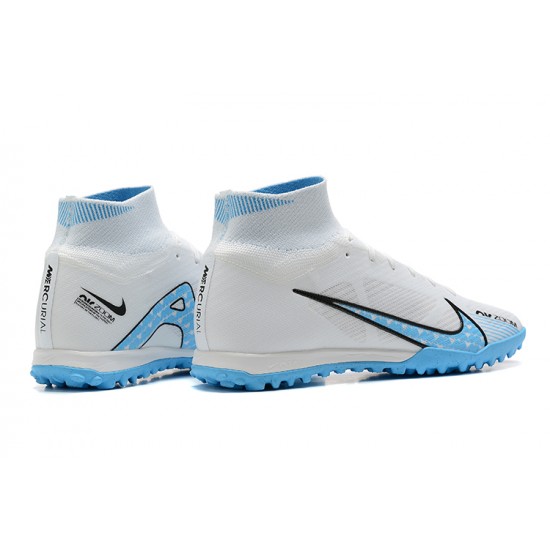Nike Air Zoom Mercurial Superfly IX Elite TF High-top Blue White Men Soccer Cleats