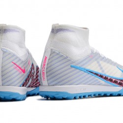 Nike Air Zoom Mercurial Superfly IX Elite TF High-top Blue White Purple Women And Men Soccer Cleats 